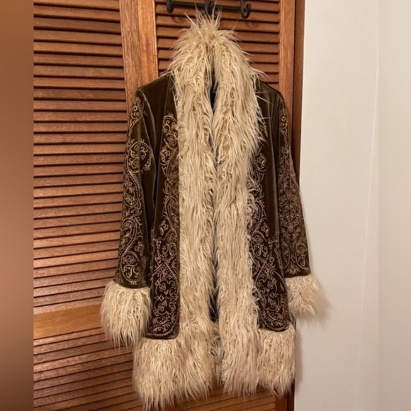 Forever 21 Penny Lane Faux Fur Trim 70s Retro Style Shag Coat Almost Famous SM - Picture 8 of 15